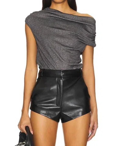 Lna Caliste Lurex Rib Top In Black