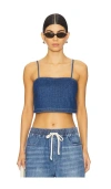 Lna Camille Crop Tank In Soft Denim