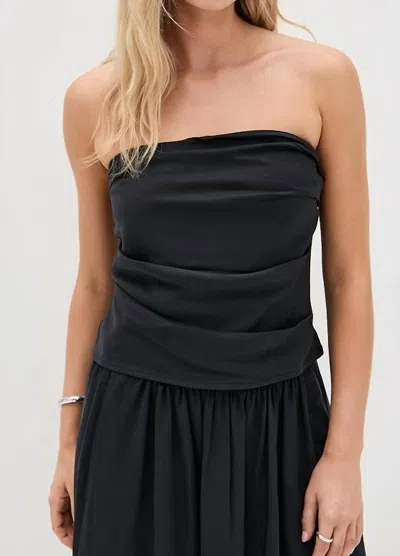 Lna Cana Strapless Top In Pirate Black