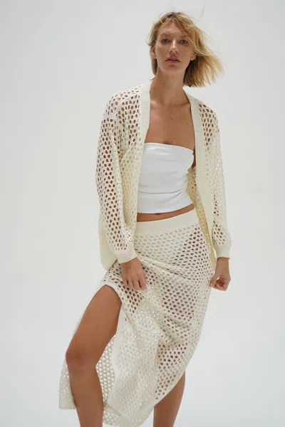 Lna Clothing Frankie Open Knit Cardigan In Ivory