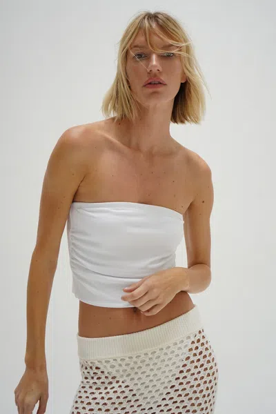 Lna Clothing Holly Ribbed Strapless Top In White