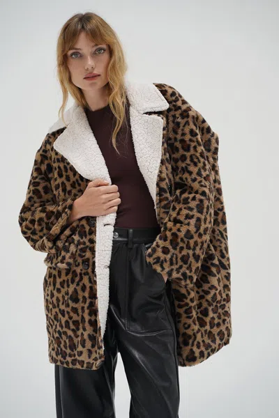 Lna Clothing Rana Faux Leopard Jacket In Leopard Print