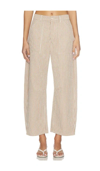 Lna Cross Creek Check Pant In Brown