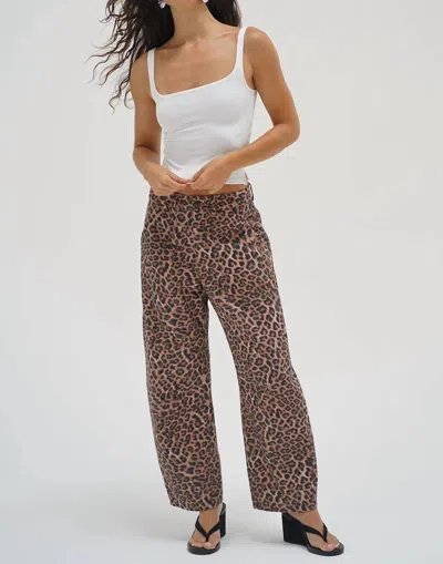 Lna Cross Creek Leopard Pant In Brown In Burgundy