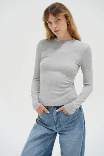 Lna Dalston Ribbed Long Sleeve In Gray