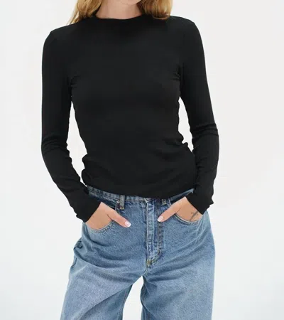 Lna Dalston Ribbed Long Sleeve Top In Black