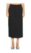 Lna Dara Twill Midi Skirt In Black