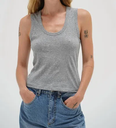 Lna Deep U Cotton Tank In Heather Gray In Grey