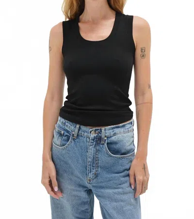 Lna Deep U Ribbed Tank Top In Black