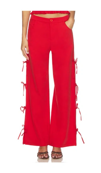 Lna Delia Tie Side Pant In Red Chambray