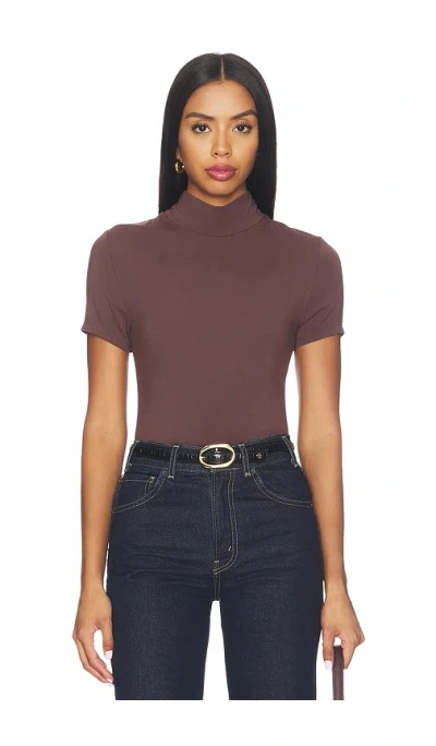 Lna Demi Fitted Mock Neck Top In Brown