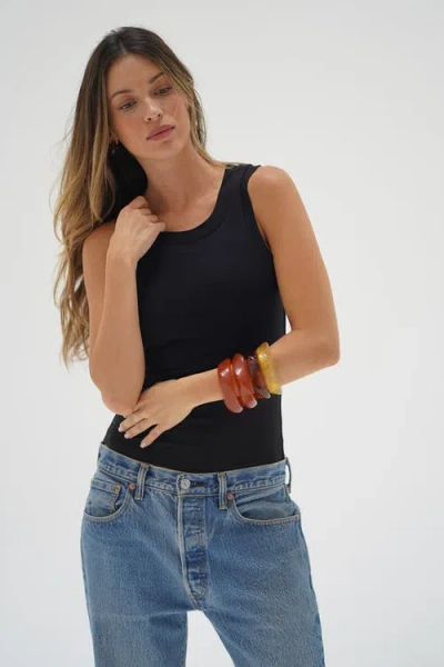 Lna Double Layer Ribbed Tank In Black