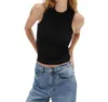 Lna Double Layer Ribbed Turtleneck Tank Top In Black In Black