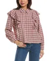 Lna Dru Ruffle Front Blouse In Multi