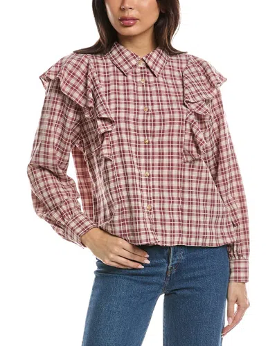 LNA DRU RUFFLE FRONT BLOUSE