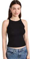 Lna Double Layer Ribbed Turtleneck Tank Top In Black In Black