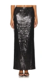 Lna Elettra Sequin Column Skirt In Black