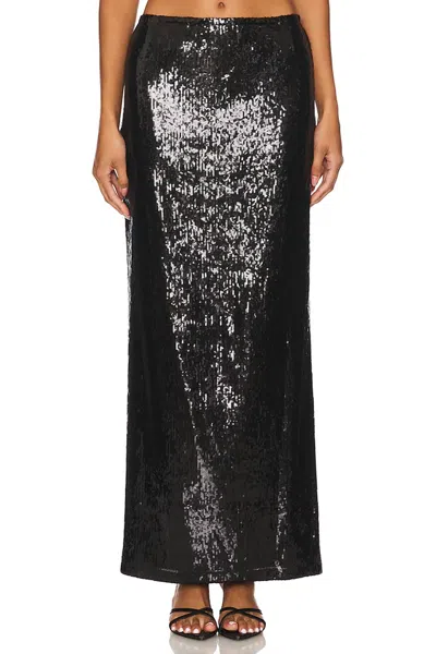 LNA ELETTRA SEQUIN COLUMN SKIRT IN BLACK SEQUIN
