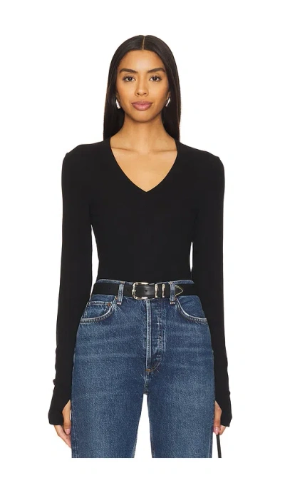 Lna Elinda Ribbed Long Sleeve In Black