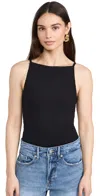 Lna Elisha Ribbed Tank Black In Black