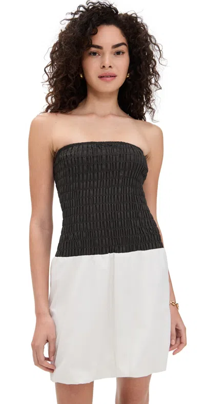 Lna Elise Mini Dress In Black Top With Vapor Skirt In Multi