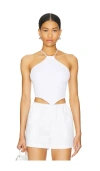Lna Emmy Double Layer Ribbed Top In White
