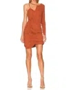Lna Eren One Shoulder Mini Dress In Cinnabar In Orange