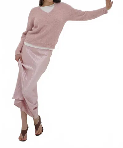 Lna Eva Shine Skirt In Rosewater Shine In Pink