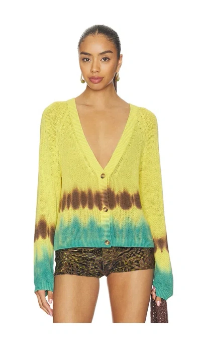 Lna Geena Tye Dye Cardigan In Green