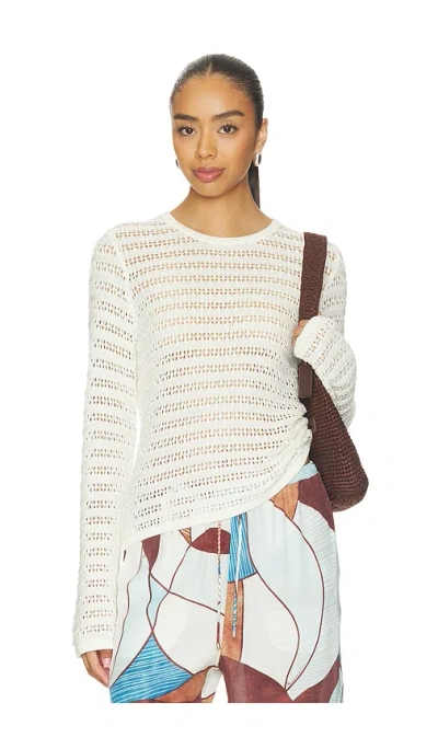 Lna Gwen Open Knit Top In White