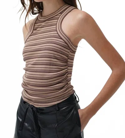 Lna Halo Tank Top In Chocolate Stripe In Brown