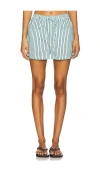 Lna Hanalei Shorts Teal Navy Stripe In Green