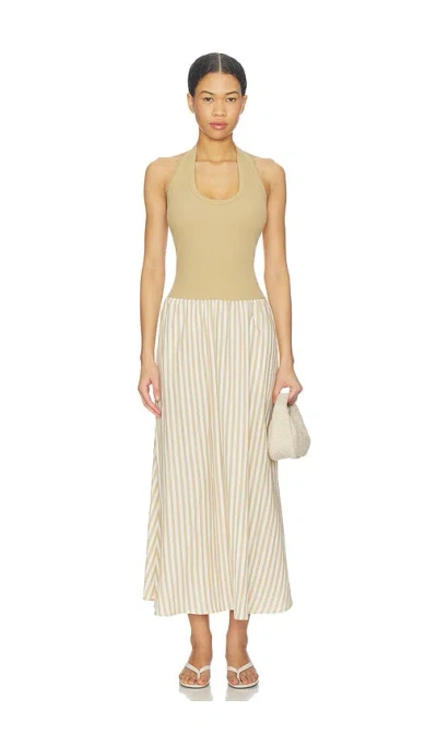Lna Hart Halter Dress In Sandbar Stripe