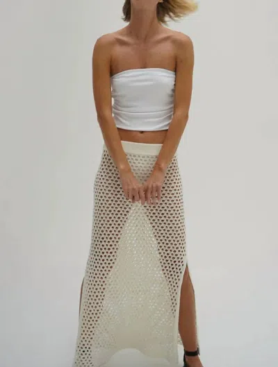 Lna Holly Ribbed Strapless Top In White