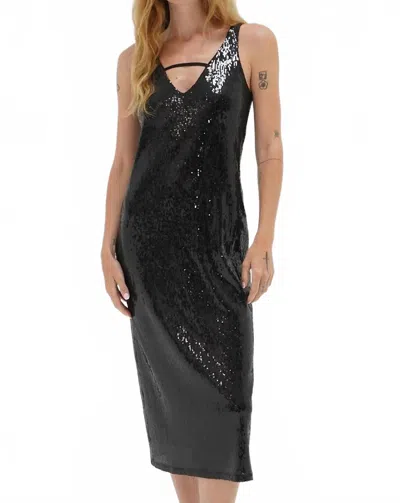 Lna Iman Sequin Slip Dress In Black