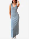 Lna Irina V Neck Dress In Slate In Blue