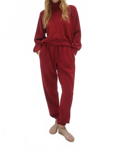 Lna Jace Seamed Fleece Jogger Pants In Oxblood In Red