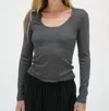 Lna Jacinda Lurex Rib Top In Black Lurex