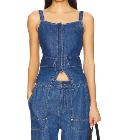 LNA JORDYN SQUARE NECK TOP IN SOFT DENIM