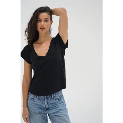 Lna Kaden Cotton V Neck In Black