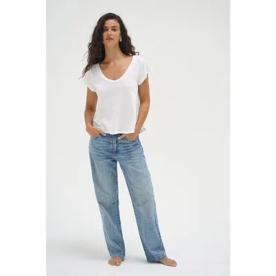 Lna Kaden Cotton V Neck In White