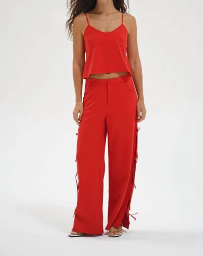 Lna Kairi Tank Top In Red Chambray In Orange