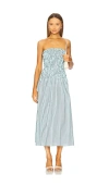 Lna Kapaia Strapless Dress In Teal Navy Stripe