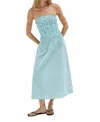 Lna Kapaia Strapless Dress In Teal Navy Stripe In Blue