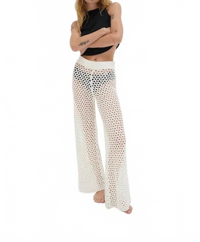 Lna Kismet Open Knit Pants In Ivory In White