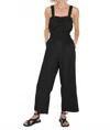 Lna La Rosa Linen Jumpsuit In Black In Black