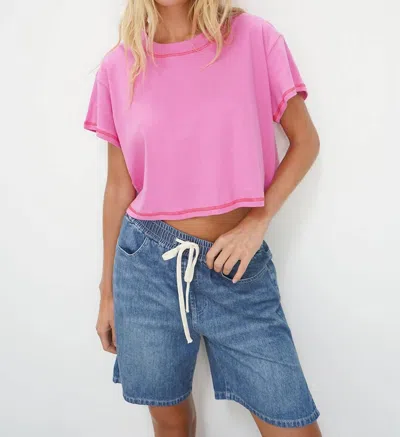 Lna Leni Cropped Tee In Bright Pink