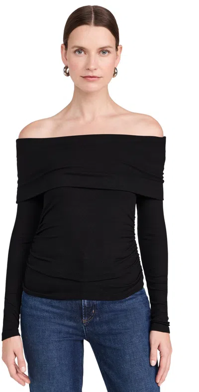 Lna Liya Ribbed Fold Over Top Black