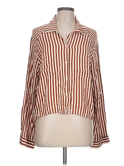Pre-owned Lna Long Sleeve Blouse In Brown