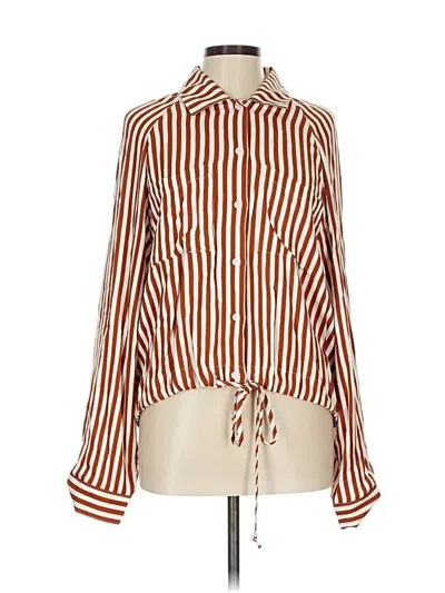 Pre-owned Lna Long Sleeve Blouse In Orange